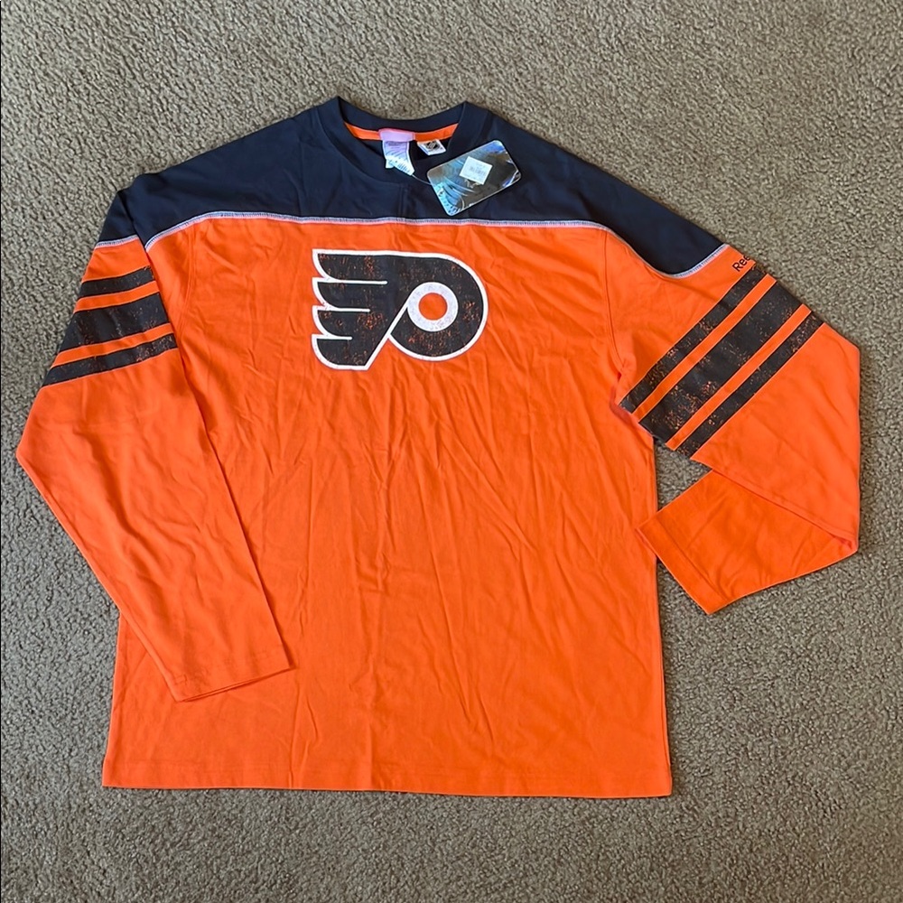 Reebok Orange and Black Long Sleeve Tee
